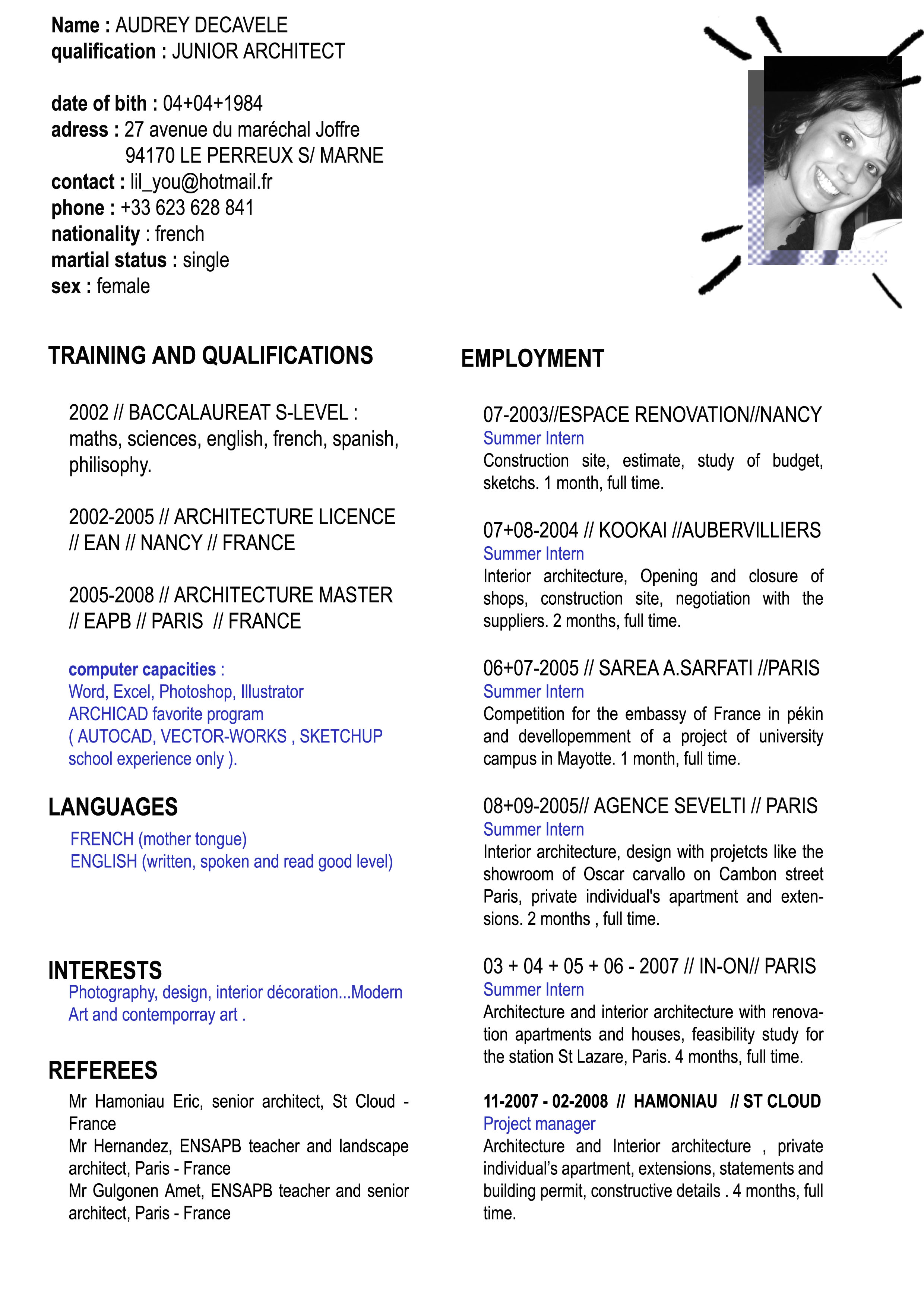 curriculum vitae english resume format present your